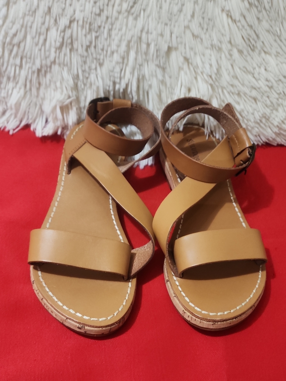 Soludos Kai Tan Leather Ankle-Strap Sandals